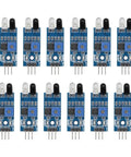 Set of 12 Infrared Obstacle Avoidance Module With Dual Tube Photoreflective Sensors And Adjustable Detection Range From Two To Thirty Centimeters Arduino Compatible Plug And Play For DIY Robots And Smart Projects