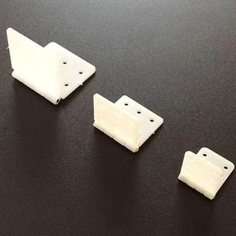 Three sizes of Six Piece Nylon Hinges Kit for RC aircraft, showcasing pro-grade foldable durable aircraft hardware on dark background.