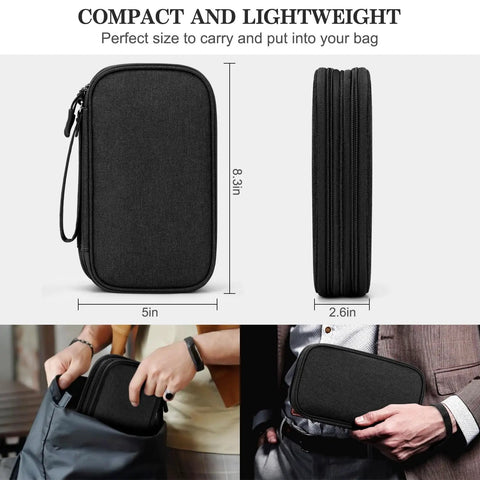 Electronic Organizer Travel Case for Cables and Gear, 8.3 x 5 x 2.6 in, shown as compact and lightweight for bag storage