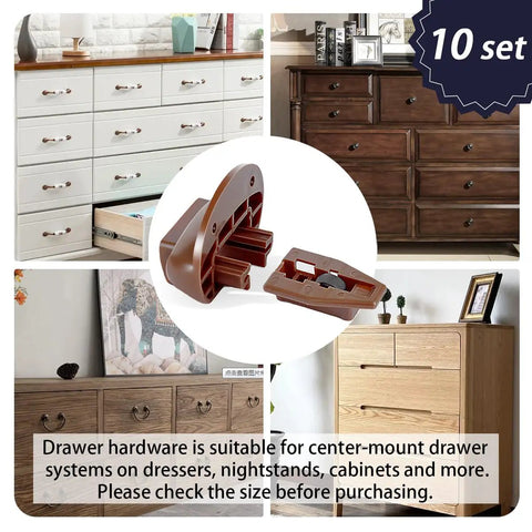 Heavy Duty Brown Plastic Drawer Slide Glides 10 Piece Center Rail Repair Kit Compatible With Vaughan Bassett Legacy Pulaski Dressers