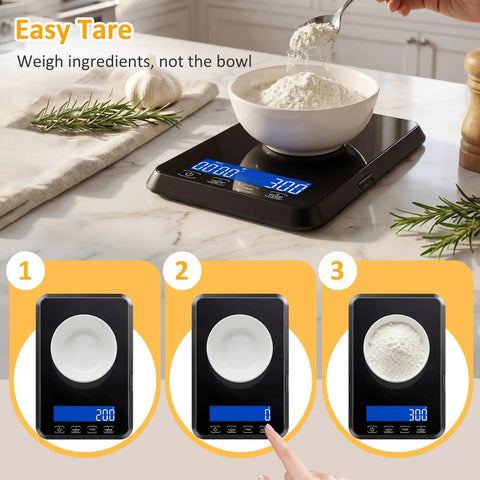 High Precision 33 Lb Digital Kitchen Scale With 0.1 Oz Accuracy For Sourdough Bread And Baking Built In 7 Units Tare And Timing Function