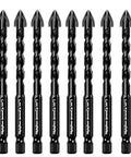 Mgtgbao masonry drill bits, 10-piece set, 5mm, black with twisted flutes and tungsten carbide tips (front view)