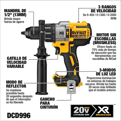 20V Max XR Cordless Hammer Drill Driver Brushless With A Half Inch Ratcheting Chuck Heavy Duty 3 Speed Tool Only For Pros And DIYers Long Runtime And Powerful Performance