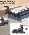 Large Height And Width Adjustable Under Desk Keyboard Tray With C-Clamp Mount System, Extends From 22.5 To 30 Inches, Black