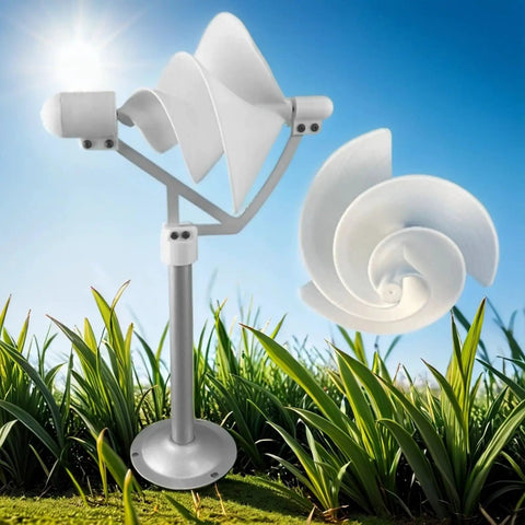 10W 12V Archimedes Inspired Wind Turbine Generator For STEM Education Hands On Renewable Energy Kit For Students Teachers And Makers Ideal For Physics Experiments And DIY Projects 2 Pack, white spiral blades on stand