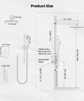 Technical diagram of Shower Faucet Set With 12 Inch Rain Shower Head And Handheld Spray, Brushed Nickel Wall Mounted Trim Kit