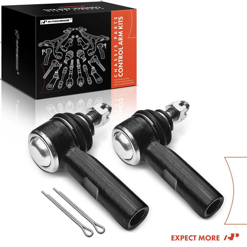 Front Outer Tie Rod End For Toyota Camry Sienna Solara Avalon Yaris RX300 ES300 And Scion xD Upgrade Durable Direct Fit Steering Component For Reliable Control And Smooth Handling, black metal pair with cotter pins
