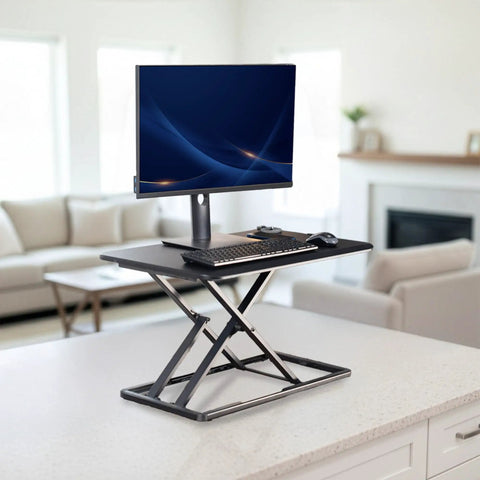 Budget Friendly 29 Inch Height Adjustable Standing Desk Converter for sit stand workstation with monitor in home office