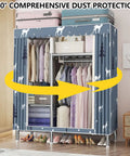 Heavy Duty Wardrobe Closet Vibes In A Portable Package with breathable canvas and steel frame, organizing clothes and shoes.