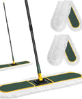 Heavy Hitting Commercial Cotton Dust Mop With Massive 39 Inch Sweeping Pad And Rock Solid Handle, two cotton pads included.