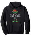 Elf Shirt Family Matching Christmas Pajamas Hoodie Set For All Ages with 'The Ocean Rowing Elf' design on black sweatshirt.