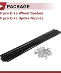 38 Piece 14G Bicycle Spokes 278mm Carbon Steel Black Finish Set For Wheel Repair And Assembly with nipples