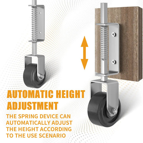 4 Inch Gate Wheel Caster For Wooden Gates, Heavy Duty Gate Caster With 450 Lb Capacity, spring loaded height adjustment
