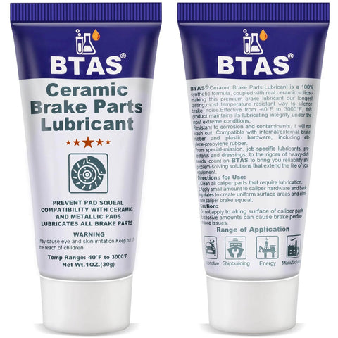 Front and back view of Pro Grade High Temp Brake Caliper Grease For Disc Brakes, 2 Pack 1oz Each, Synthetic Silicone Ceramic Assembly Lubricant