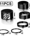 11 Piece Bike Headset Spacer Set With Aluminum Alloy And Carbon Fiber, Includes 2 3 5 10 15 20 Mm Sizes, 1 1/8 Inch Fork