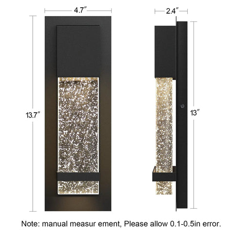 Modern Crystal Bubble Glass LED Wall Sconce Light 12W 3000K Cozy Warm White Dimmable Outdoor Indoor Wall Fixture Two Pack