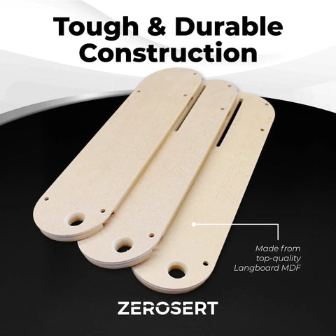Zero Clearance Table Saw Inserts With Dado For Delta Saws, 3 Pack, USA Made, Commercial Grade MDF shown in tough durable build