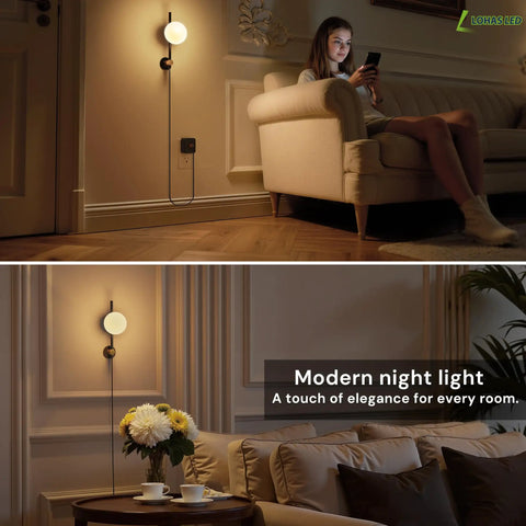 LED Night Lights Plug In 2 Pack With Dusk To Dawn Sensor Auto On Off At Twilight illuminating a living room corner