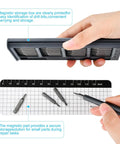 Hands holding a 25-In-1 Mini Precision Screwdriver Set For Electronics And Gadgets, showcasing its magnetic torque tool kit with precision bits.