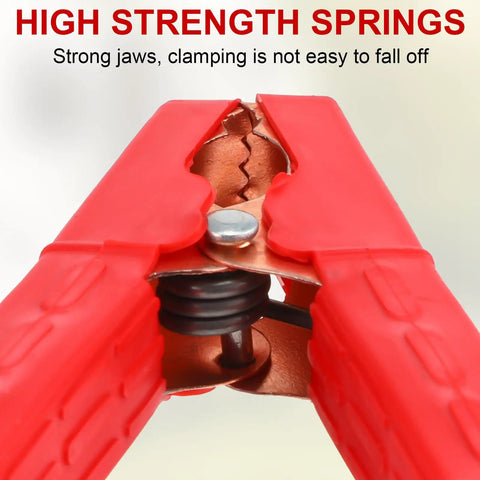 Close-up of spring mechanism on Two Pack Heavy Duty Pure Copper Battery Charger Clamps Alligator Clips With Insulating Sheath