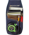 Front view of Heavy Duty Carpenter Tool Pouch With Belt Clip For Easy Access To Tape Measure Pencils Square And More Clip On Utility Bag