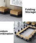 Heavy Duty Folding Training Table With Lockable Caster Wheels And Quick Flip Top Surface ideal for busy offices with stored tables.