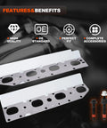 Premium Heavy Duty Exhaust Manifold Gasket Kit With Studs Bolts And Nuts For Dodge Ram Challenger Charger Durango 5 7 Hemi 2009 To 2020 showing gaskets and accessories.