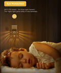 Dusk To Dawn LED Night Light With Dimmable Vintage Glow Soft White 3000K Black Frame providing cozy light near sleeping child