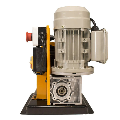 Side view of WRA20 Wire Stripping Machine Pro Grade Benchtop Auto Driven With Five Extra Cutting Wheels Strips 5 Mm To 13 Mm Romex.