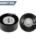 X AUTOHAUX drive belt idler pulley, black metal, M10x1.5 bolt, 15.7 mm bore (front and side views)