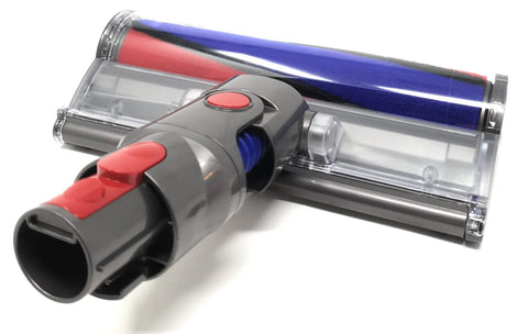 Soft Roller Cleaner Head For V8 Series Vacuum Cleaners Built For Beast Mode Cleaning Works On Fluffy Absolute SV10 And Animal Compatible With V8 Models Replacement Genuine Part 96648904 in black and red, shown detached, horizontal view.