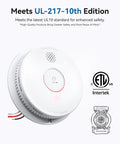 Photoelectric Smoke Alarm With 9V Backup Battery, Hardwired Interconnected Home Fire Detector, Easy Test And Silence Button, Reduces False Alarms, Trusted Safety Upgrade For Living Room, Kitchen, Bedroom And Hallways. UL-217 listed white round ceiling alarm
