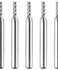 Five HARSKIYER 1/8-in end mills with 1/4-in straight shanks for CNC milling