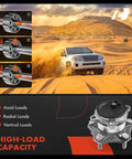 Two Pack Rear Wheel Bearing And Hub Assembly With 5 Lug Compatible With Mazda 3 2014 2015 2016 2017 2018 High Load Ball Bearing For Smooth Quiet Ride And Easy Replacement, showcasing high-load capacity with desert driving illustration