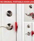 Portable Door Lock for Travel and Home Security Easy to Install Fits Most Inward Swinging Doors Durable One Piece Latch Lock