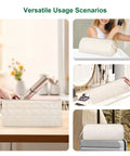 Versatile usage of Grab And Go Travel Hair Tools Organizer Case For Dyson Airwrap And Shark FlexStyle, beige, on desk and in bathroom