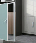Pro Grade 24X36 Metal Wall Access Panel For Drywall Paintable Aluminum Hatch shown open, revealing interior access.