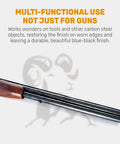 Oxpho-Blue Liquid Gun Blue Cold Bluing Solution For Gunsmithing And Maintenance ad with shotgun image.