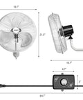 18 Inch Industrial Wall Mounted Fan With Beast Airflow, 3 Speed Settings, Easy Controller, Aluminum Blade And Dual Ball Bearing Motor