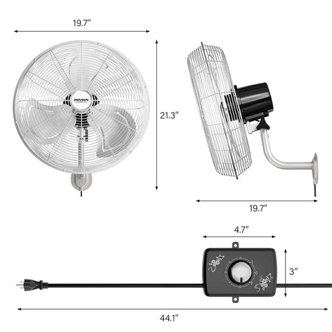 18 Inch Industrial Wall Mounted Fan With Beast Airflow, 3 Speed Settings, Easy Controller, Aluminum Blade And Dual Ball Bearing Motor
