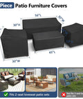 All Weather 4 Piece Outdoor Furniture Cover Set Waterproof 400D Heavy Duty Fits Couch Coffee Table And Two Chairs With Windproof Buckle Straps Black Protection covering patio furniture.