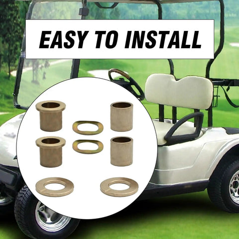 Bolt On Golf Cart Spindle Bushing Kit Upper And Lower Bronze King Pin Replaces 8067 7048 1010150 101638 For Club Car DS 1981 Up Gas Electric Models With Easy Install Thrust Bearing Washer And Wave Washer Included. bronze bushings and washers for Club Car DS spindle
