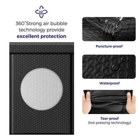 10 Point 5X16 Inch Bubble Mailers 40 Pack Self Seal Padded Envelopes showcasing waterproof and tear-proof features.