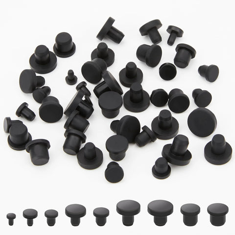 90 Pcs Silicone Rubber Hole Plugs Set With 9 Diameter Sizes 3.5mm to 9.5mm, T Type Solid Silicone Plug Caps for Powder Coating, Bottling, Tubing