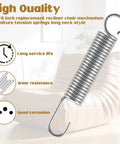 Rock Solid Heavy Duty Stainless Steel Recliner Springs For Long Neck Chairs 4 Pack, 3-5/8 inch tension spring with durable hook.
