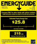 Energy guide label showing estimated yearly energy cost for Rock Solid Zero Degree Upright Freezer In Crisp White 1.1 Cubic Foot.