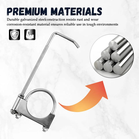 Heavy Duty 2.5 Inch Exhaust Hangers With 360 Degree Adjustable Muffler Hanger Clamp showing galvanized steel rods