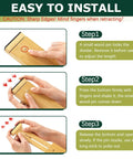 Instructions for easy installation of Knockout Premium Bamboo Drawer Dividers Six Pack, showcasing step-by-step process for adjusting length.