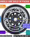 Inline Skate Wheels 4-Pack 68mm 72mm 76mm 80mm Outdoor Asphalt Formula 85A With ABEC-9 Bearings And Floating Spacers Replacement
