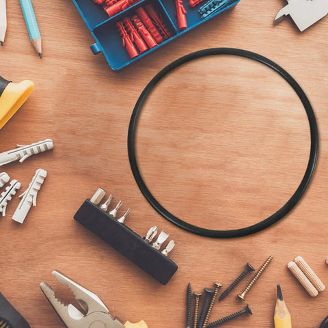 2Pcs Rock Solid Rubber Drive Belt Replacement For 770 Model Continuous Sealing Machine Industrial Guide Belt Sealer Repair Kit With No Sweat Installation For Pros on a wooden surface with tools.